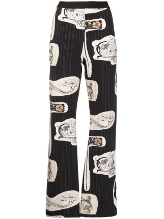 ELLISS Pinstripe Cut out-print Trousers - Farfetch