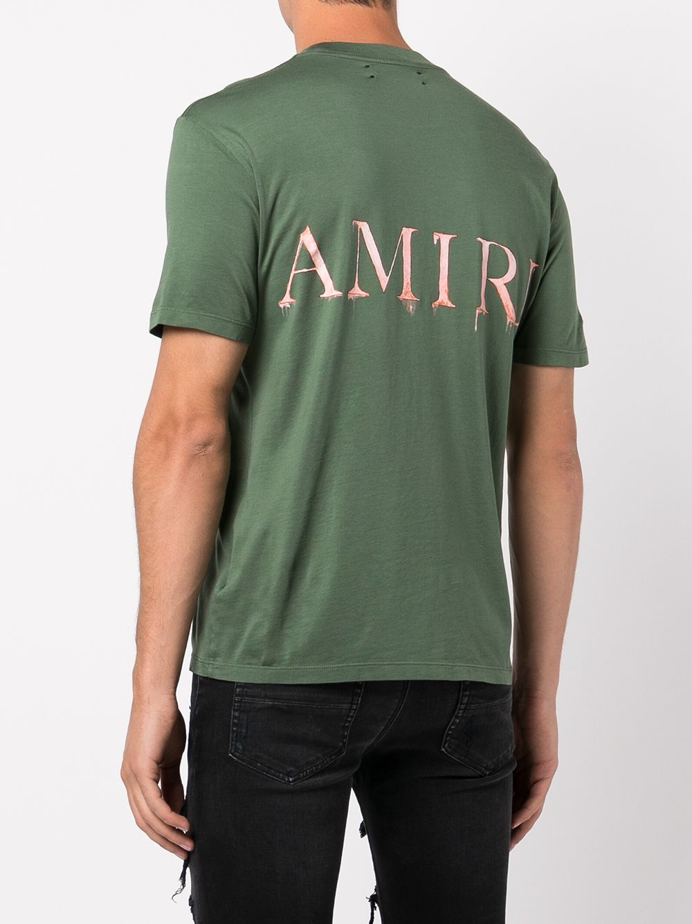 Amiri Logo Print Cotton T Shirt In Gr N Modesens