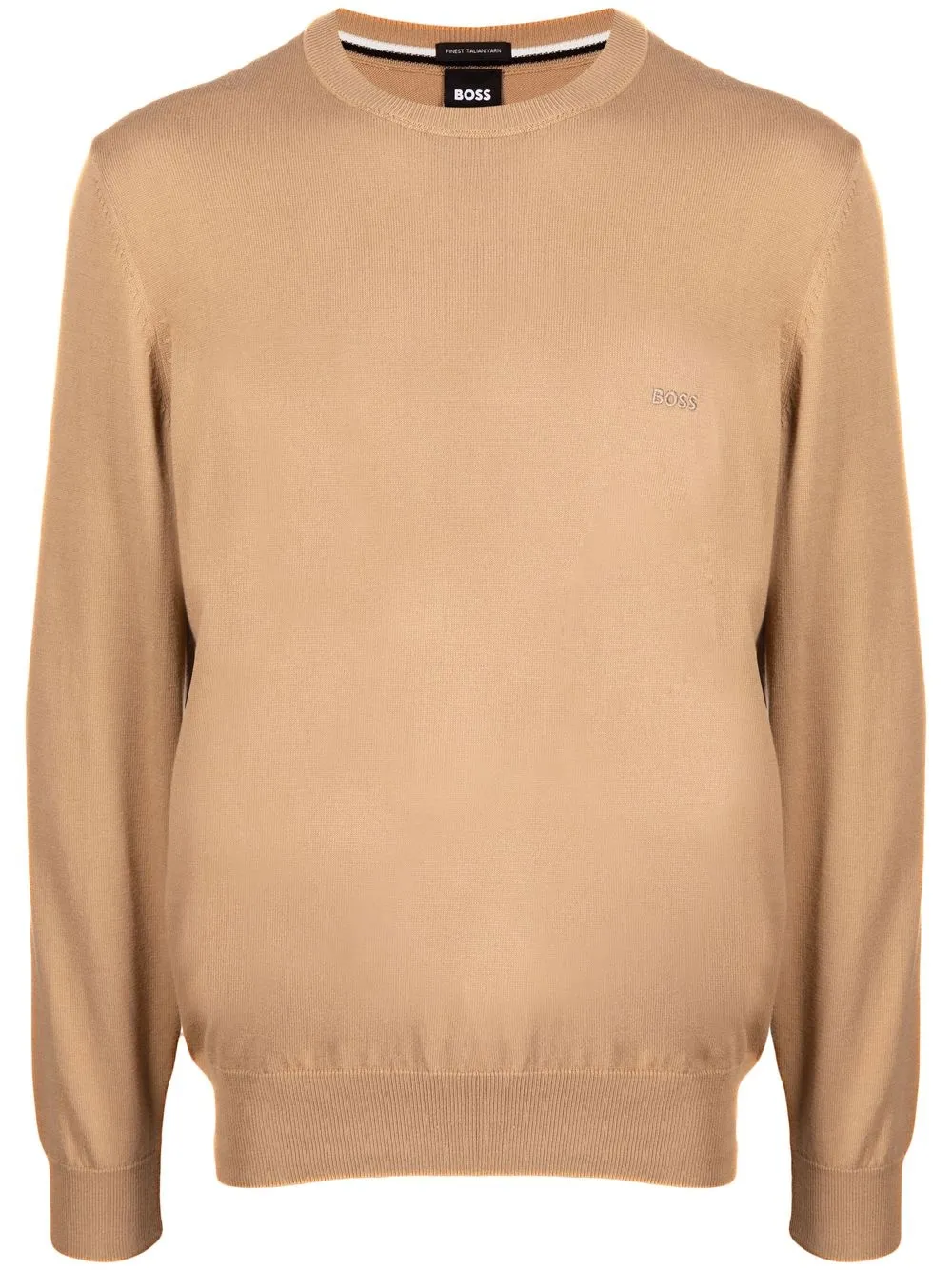 Shop Hugo Boss Embroidered-logo Cotton Jumper In Brown