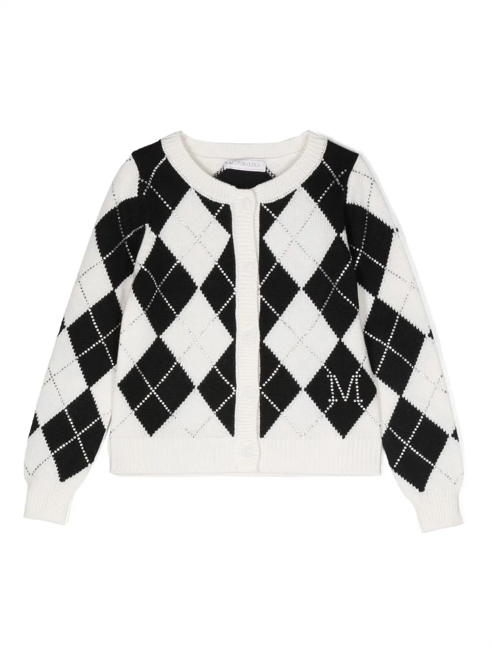 

Monnalisa argyle-check buttoned cardigan - White