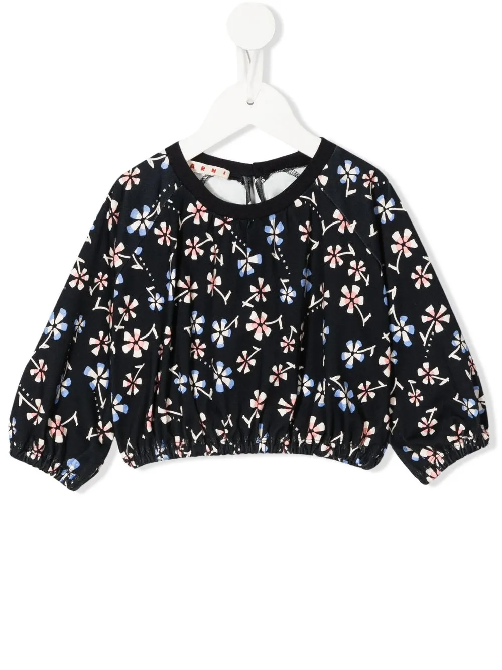 

Marni Kids top manga larga con estampado floral - Azul