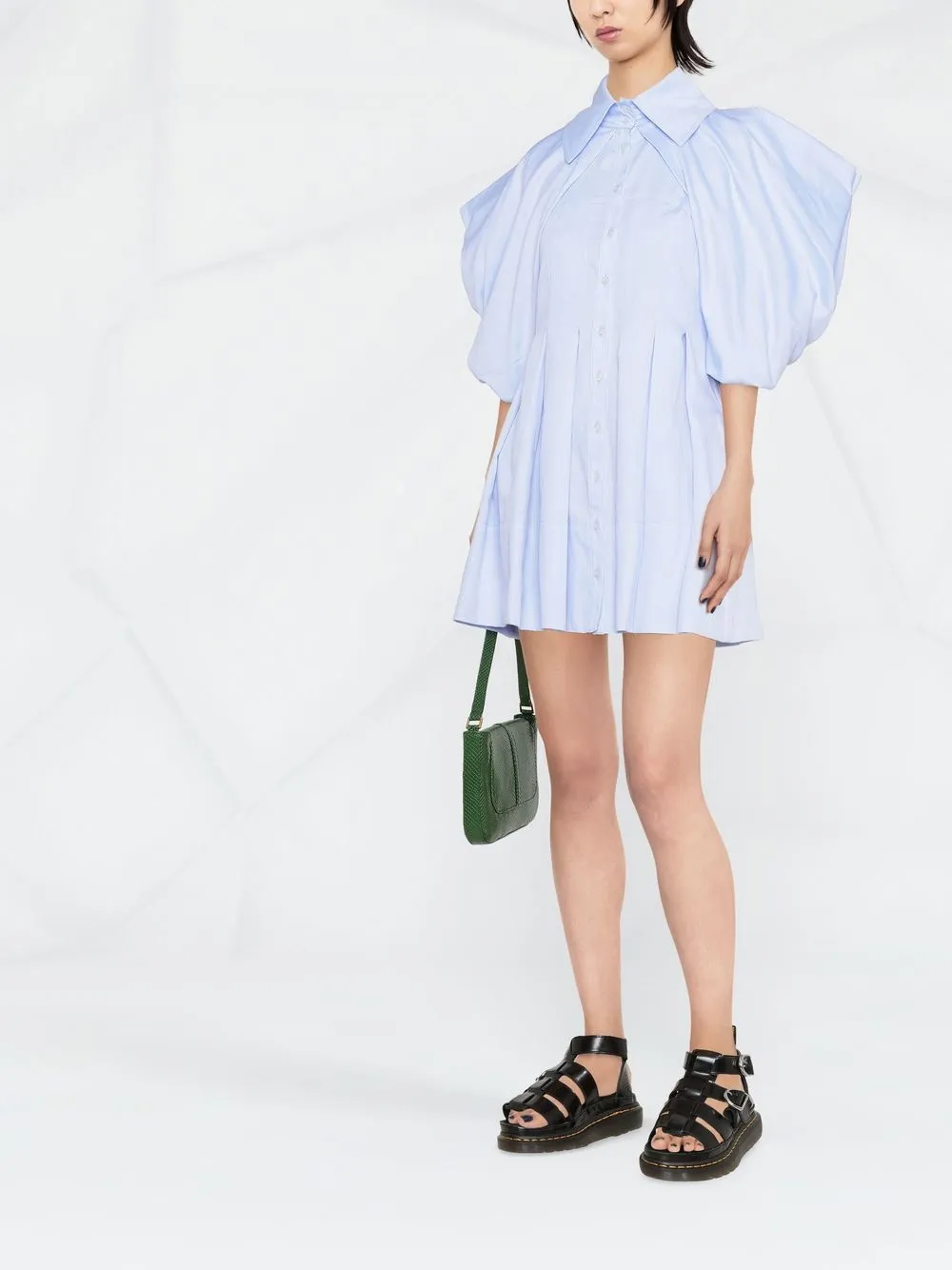 Image 2 of PINKO pleated puff-sleeve dress