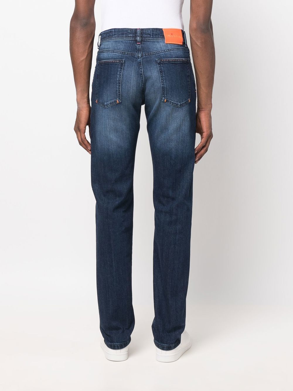 Shop Kiton Mid-rise Straight-leg Jeans In Blue