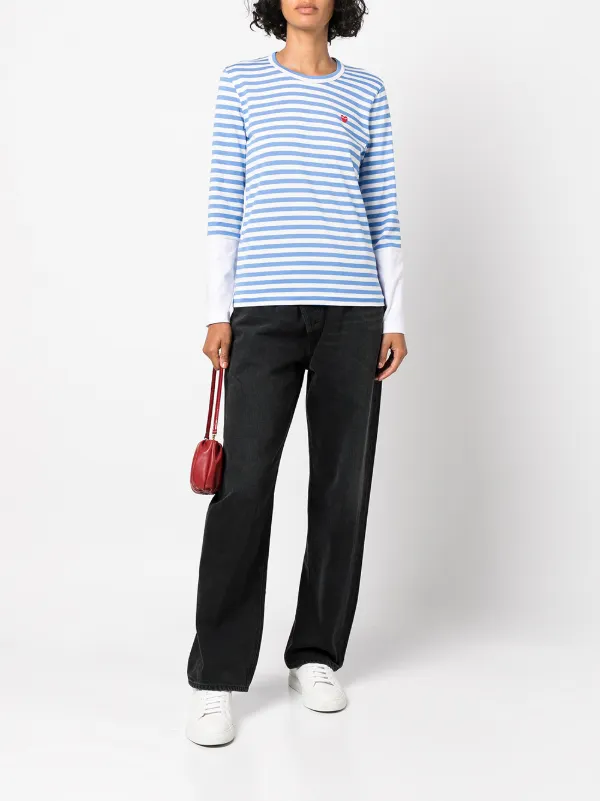 Comme Des Garçons Play ハートパッチ Tシャツ | ブルー | FARFETCH JP