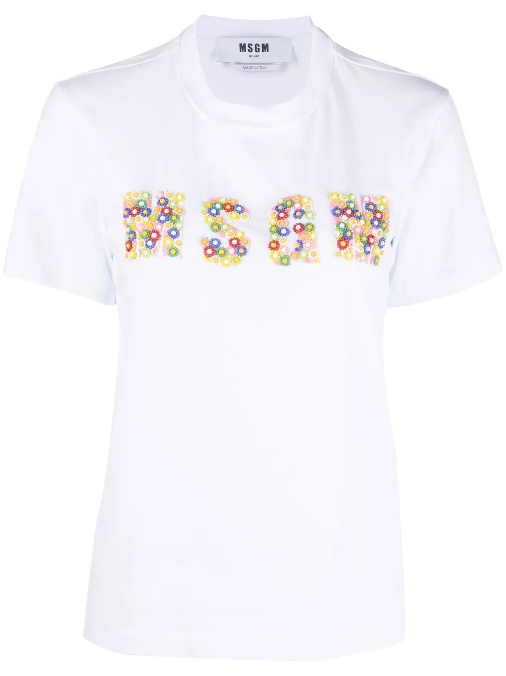 

MSGM playera con logo y apliques - Blanco