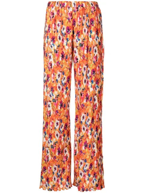 MSGM pleated floral-print trousers