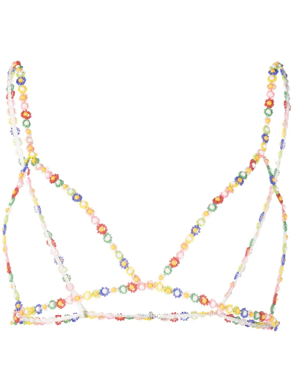 MSGM floral beads triangle bralette | Pink | Image 1