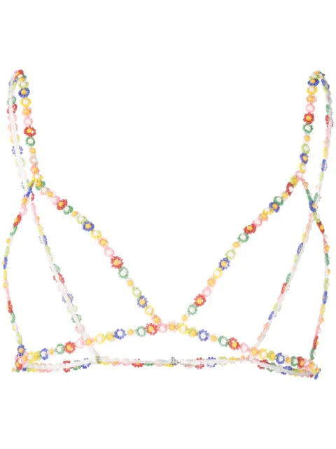 MSGM floral beads triangle bralette