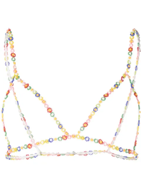 MSGM floral beads triangle bralette