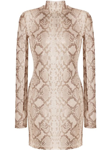 Philipp Plein snakeskin-print mock neck dress Women