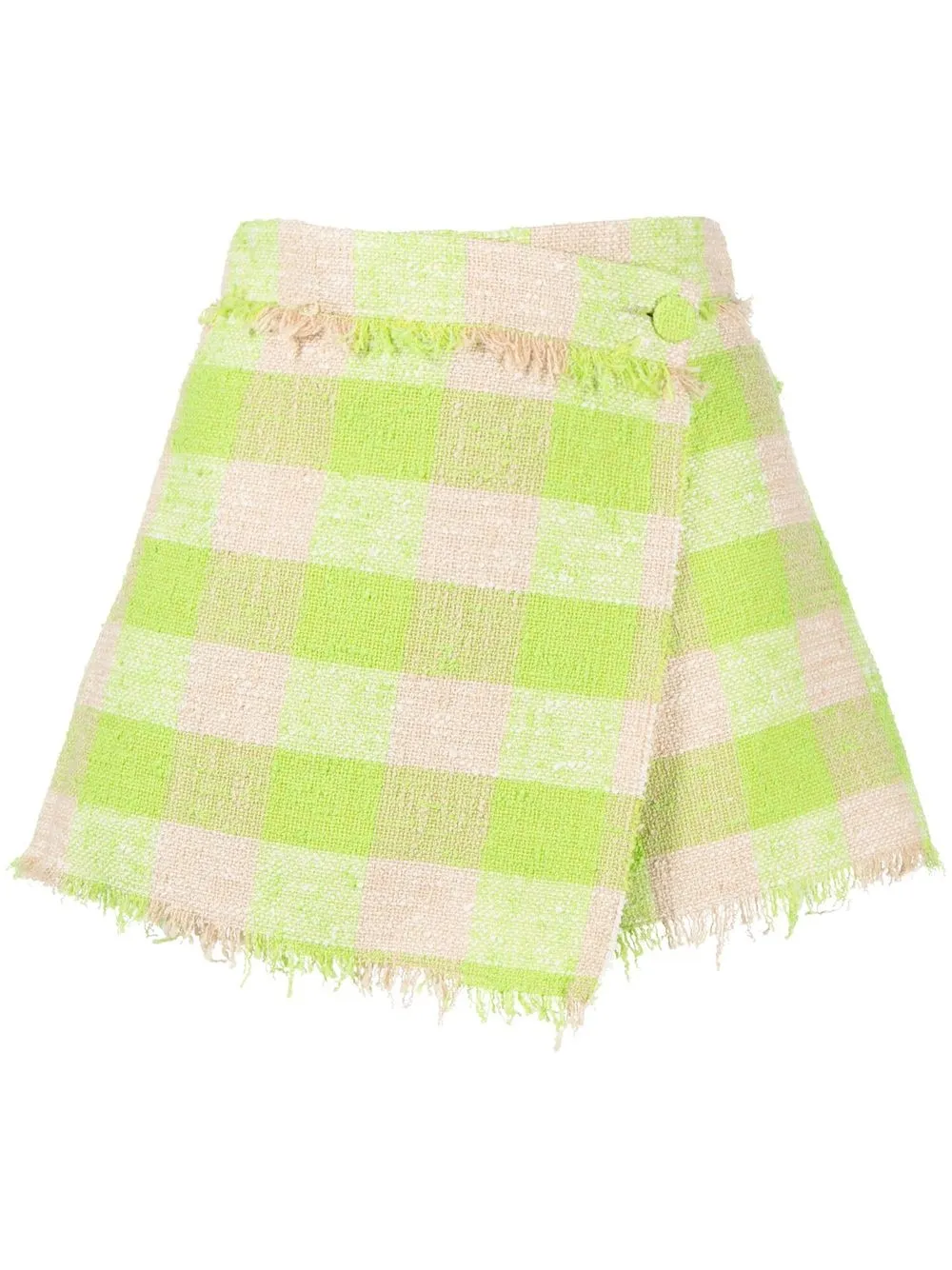 

MSGM gingham-print wrap-front shorts - Green