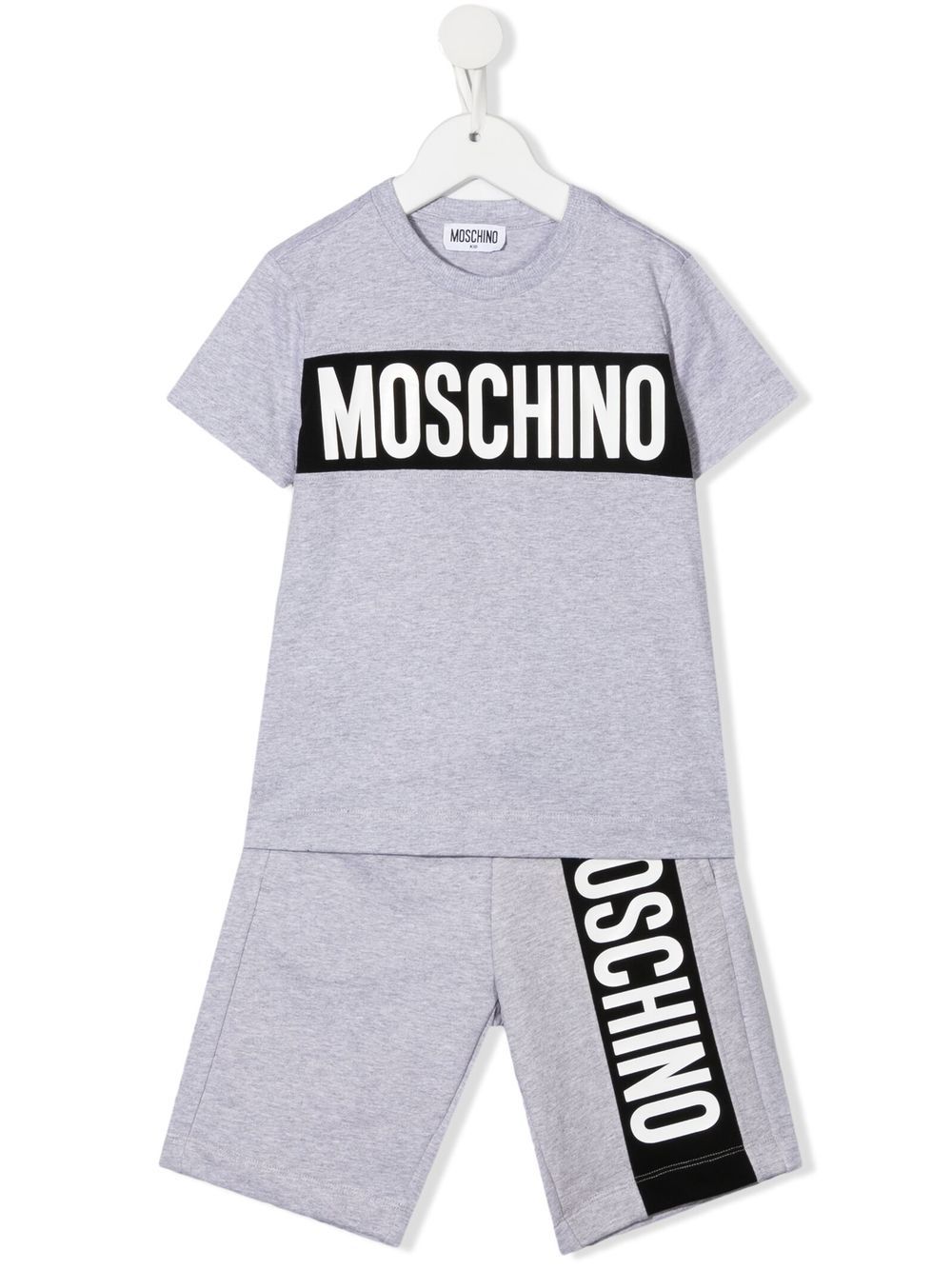 Moschino Kids' Logo-print Short Set In Grey