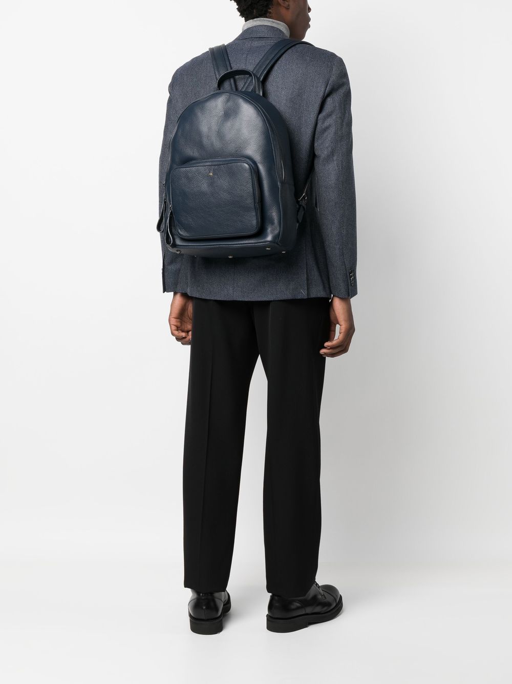 Shop Doucal's Pebbled Leather Backpack In Blue