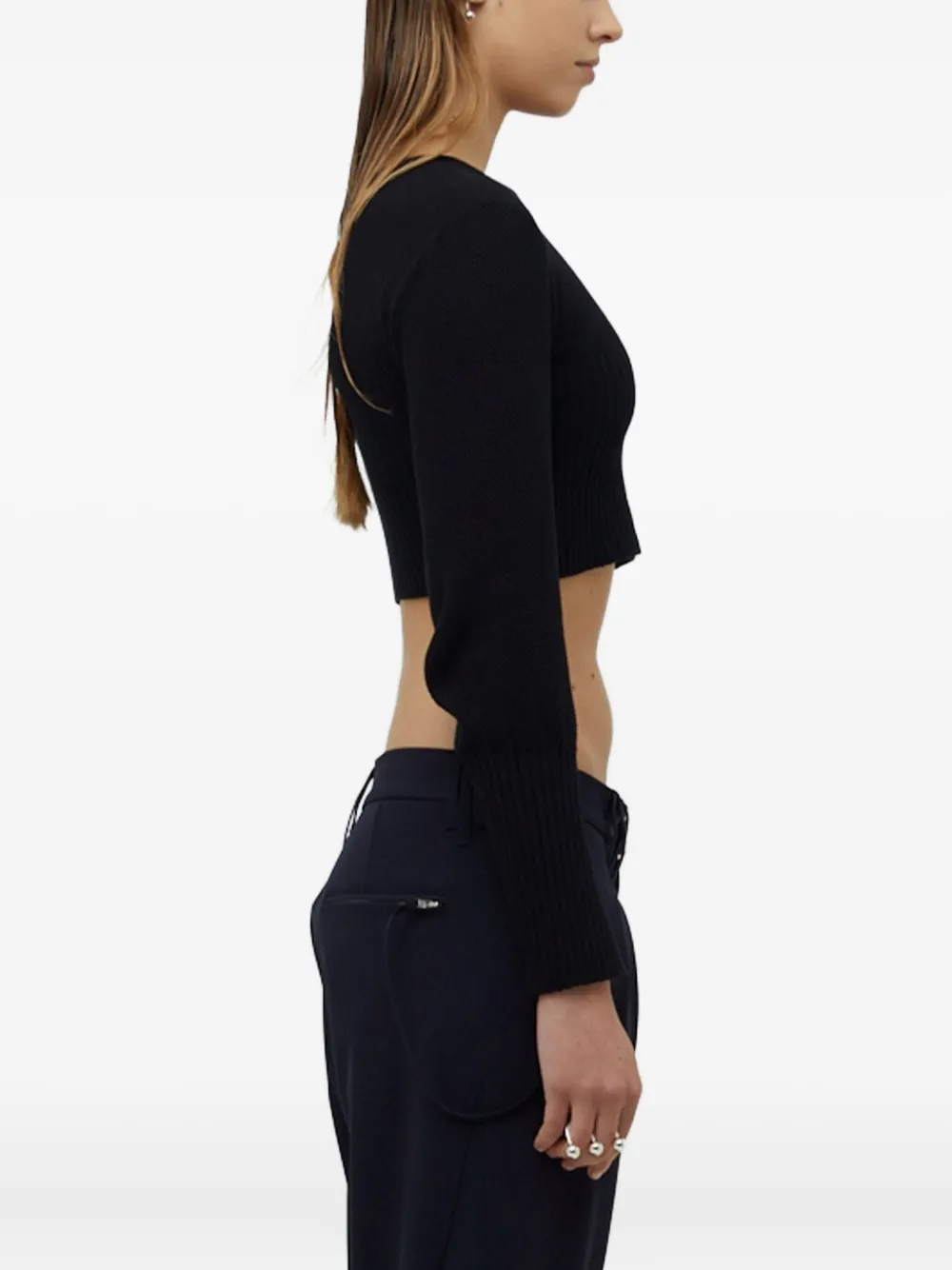 Gloria Coelho Lilian Pacce Ribbed Cropped Top In Black