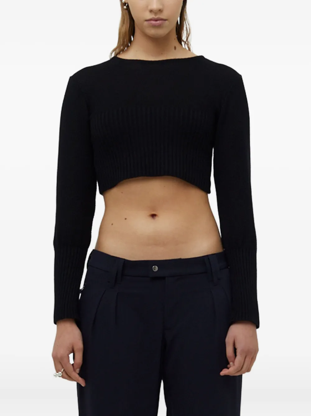 Gloria Coelho  Lilian Pacce ribbed cropped top | Black | Image 1