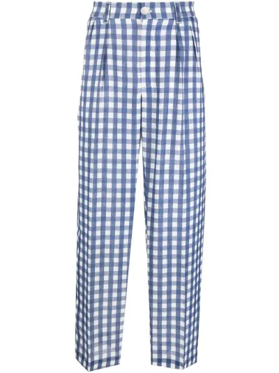gingham print wide leg trousers 