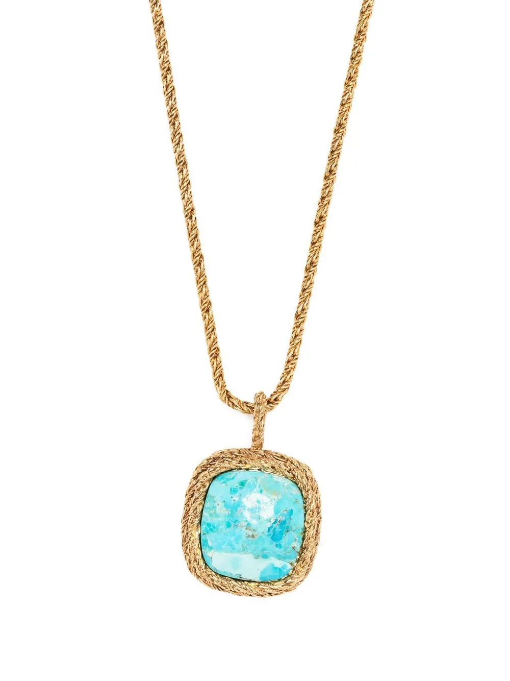 Aurelie Bidermann Long Necklace Miki Turquoise Green Turquoise Verte Aur Lie Bidermann In Gold