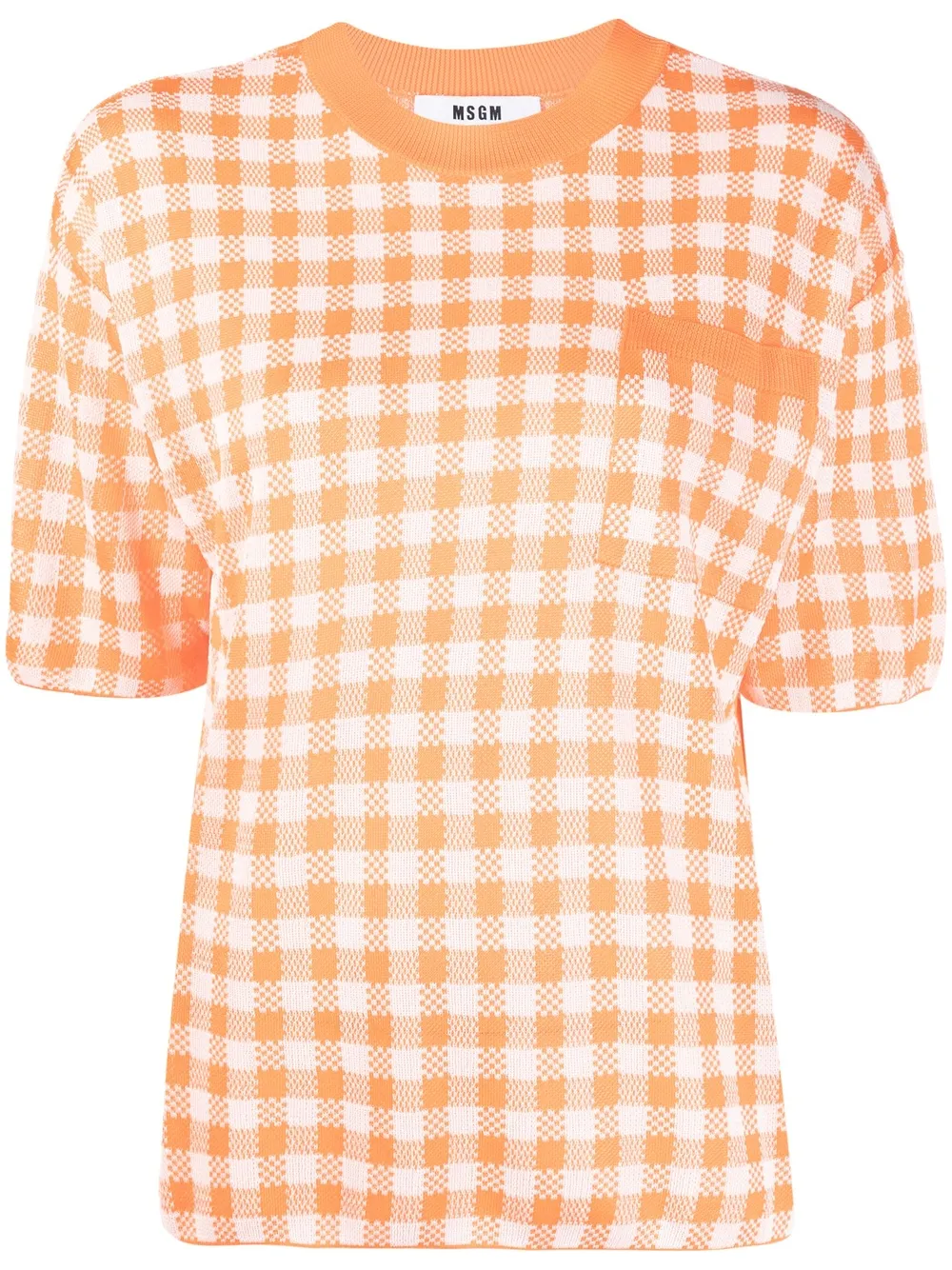 

MSGM gingham jacquard knitted top - Orange