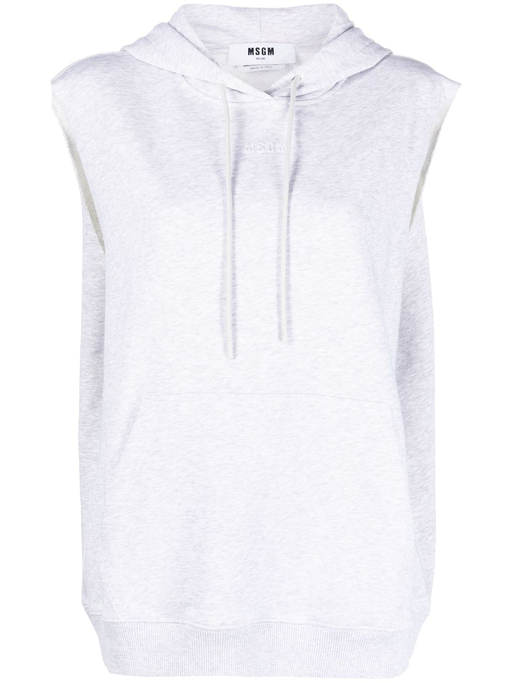 Msgm Embossed Logo Sleeveless Hoodie In Grau