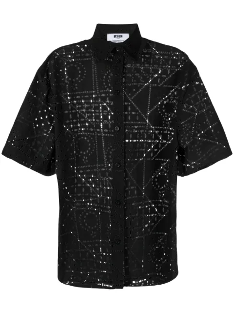 MSGM Women's Shirt Con Pennellato Black