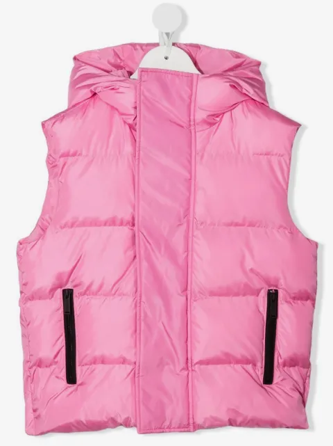 DSQUARED2 KIDS rear-logo hooded puffer vest