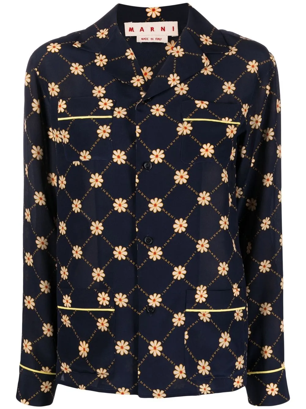 

Marni camisa con estampado floral y logo - Azul