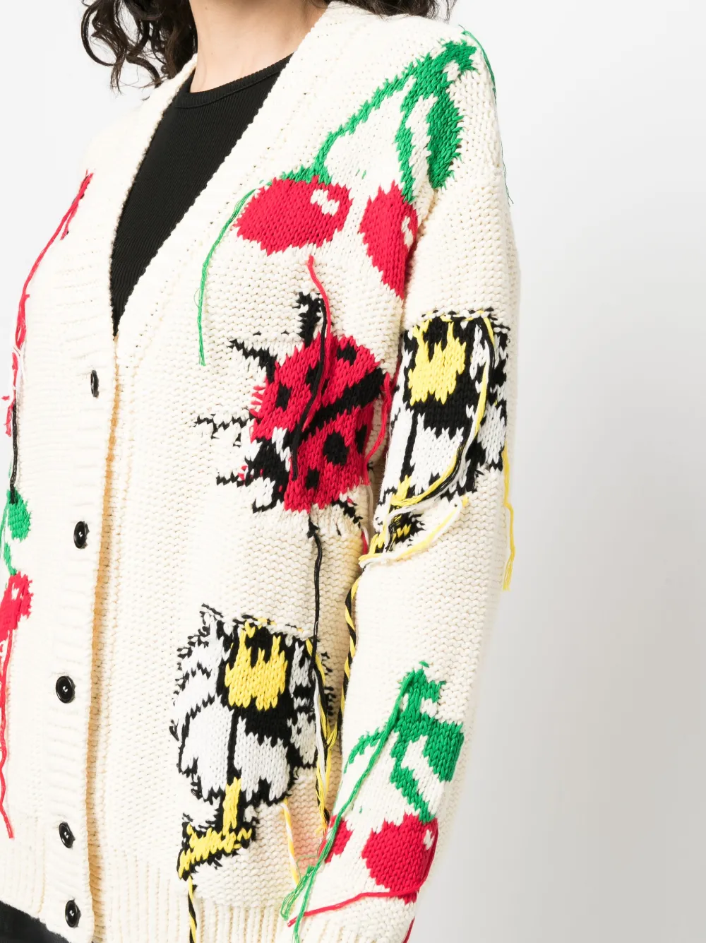 Msgm Off-white Cotton Cardigan In Nude
