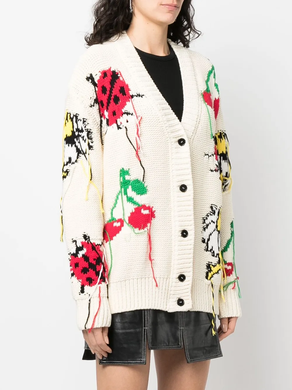 Msgm Off-white Cotton Cardigan In Nude