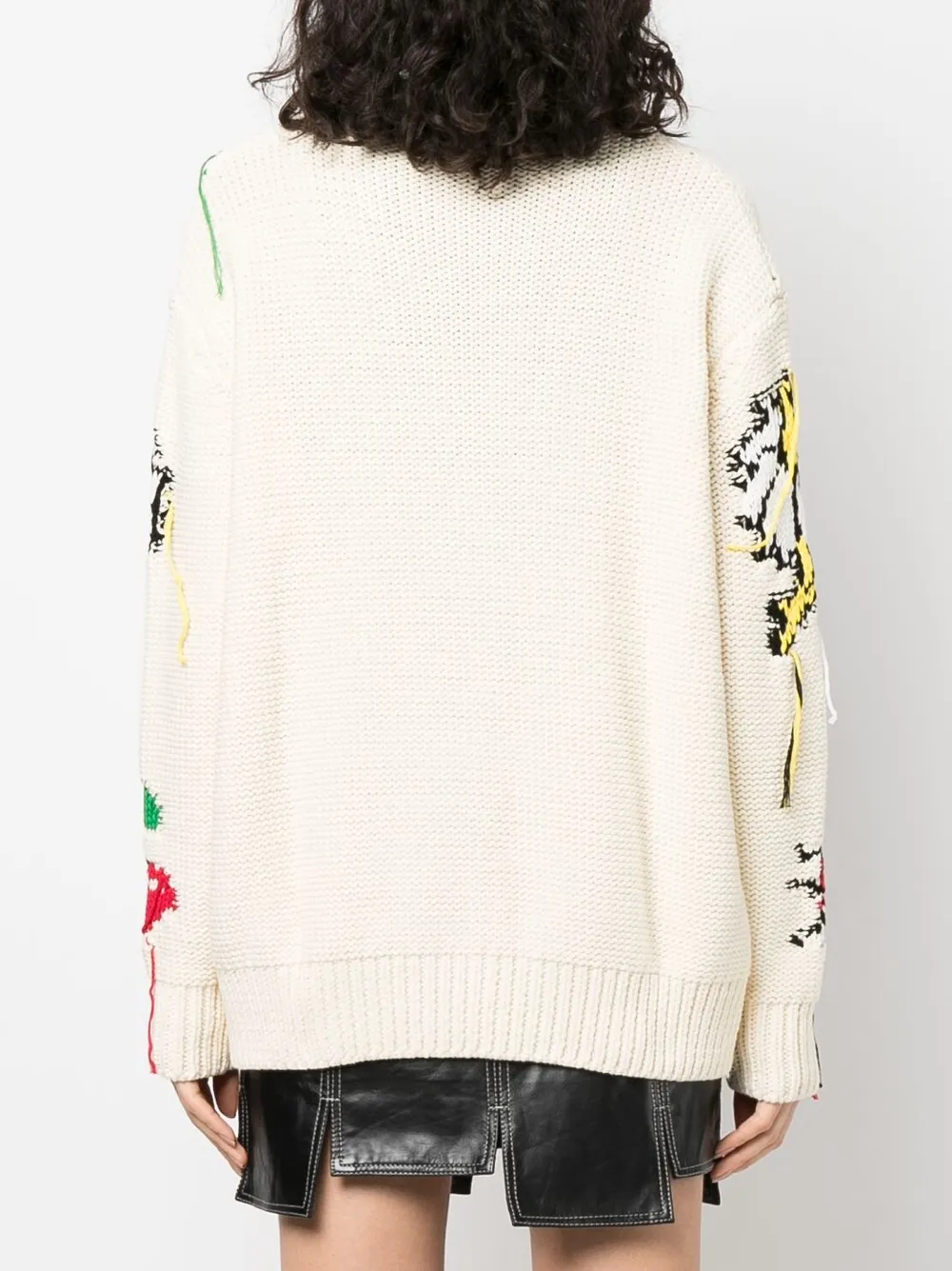 Msgm Off-white Cotton Cardigan In Nude