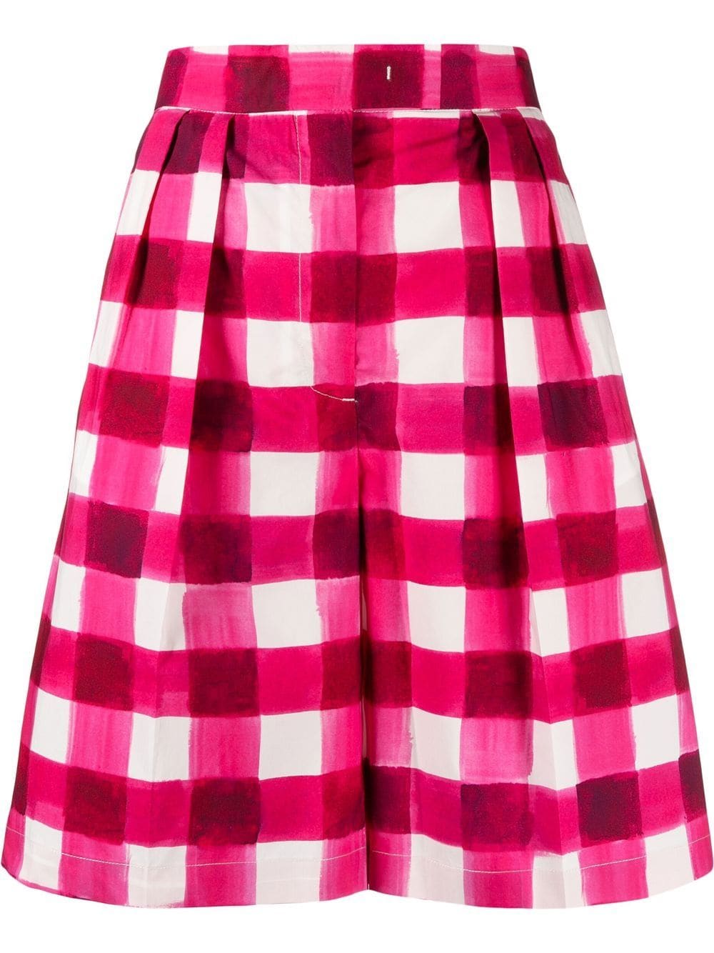 Msgm Gingham-print Tailored Knee-length Shorts In Rosa