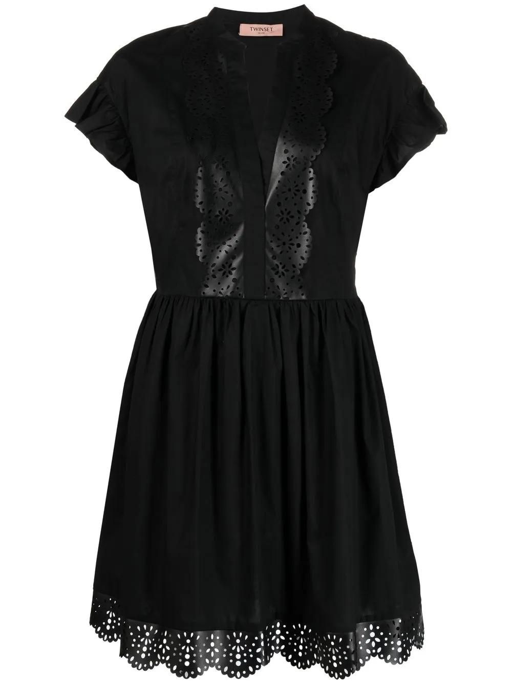 

TWINSET vestido corto con bordes festoneados - Negro