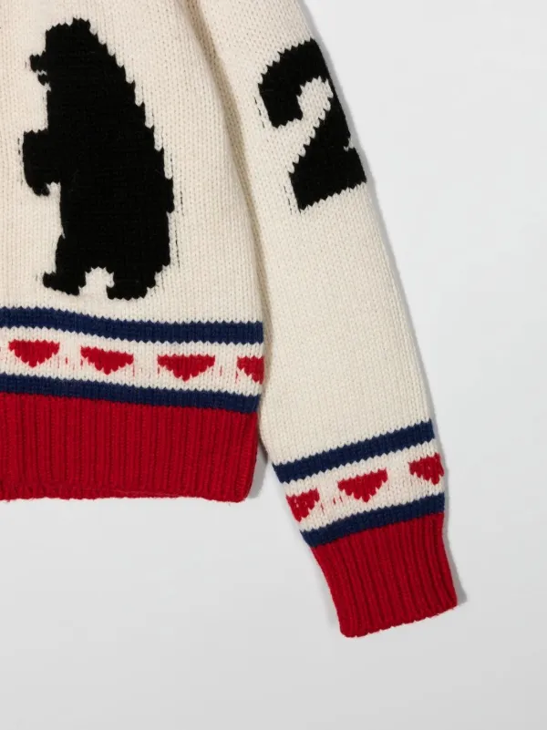 DSQUARED2 KIDS polar bear Knitted Cardigan Neutrals FARFETCH AO