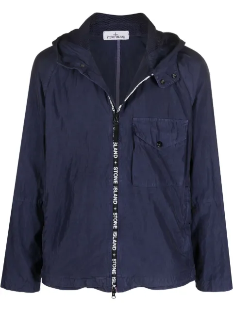 logo-trim hooded jacket