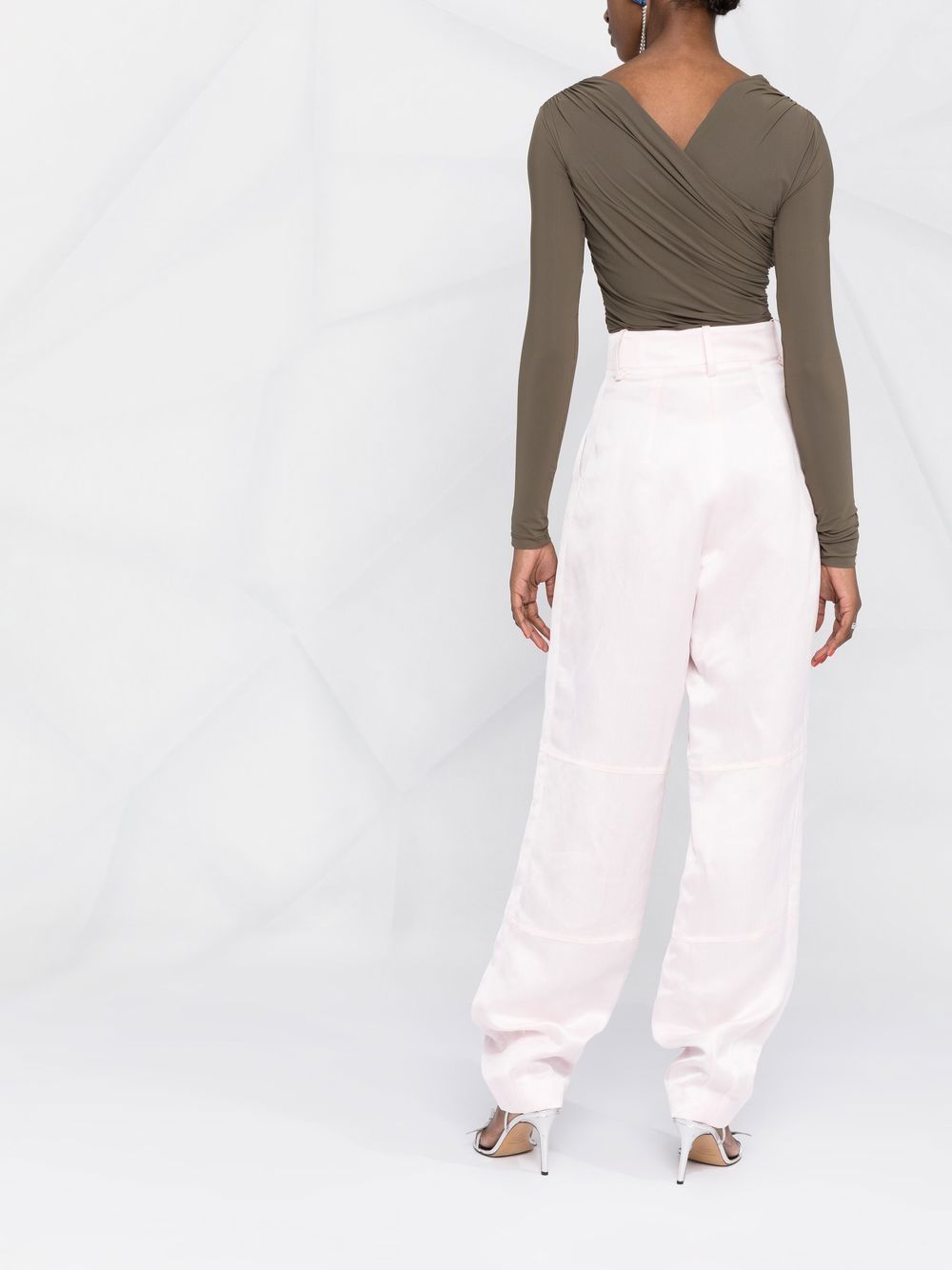 Shop The Mannei Volterra High-waisted Satin Trousers In Pink