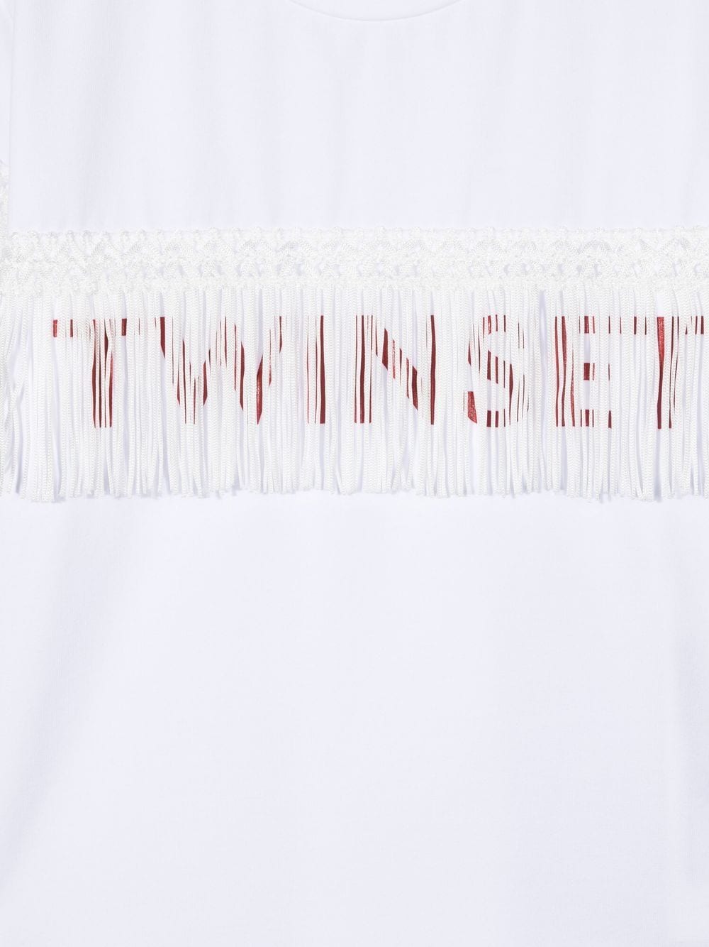 Shop Twinset Fringed Logo-print T-shirt In White