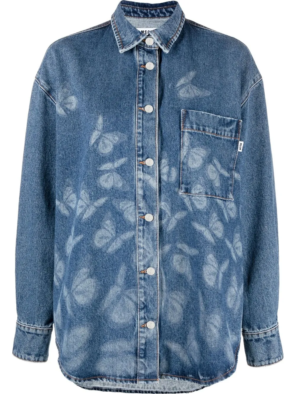 

MSGM graphic-print denim shirt - Blue