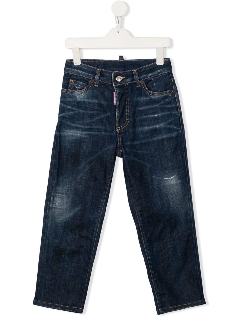 DSQUARED2 KIDS whiskered straight-leg jeans - Blue