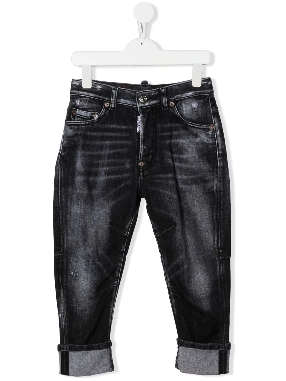 

Dsquared2 Kids jeans con efecto envejecido de tiro medio - Negro