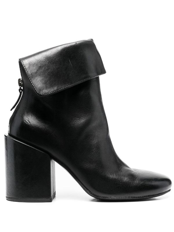 black fold over ankle boots