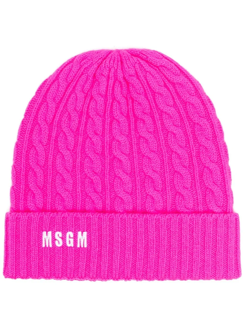 

MSGM embroidered-logo cable-knit beanie - Pink