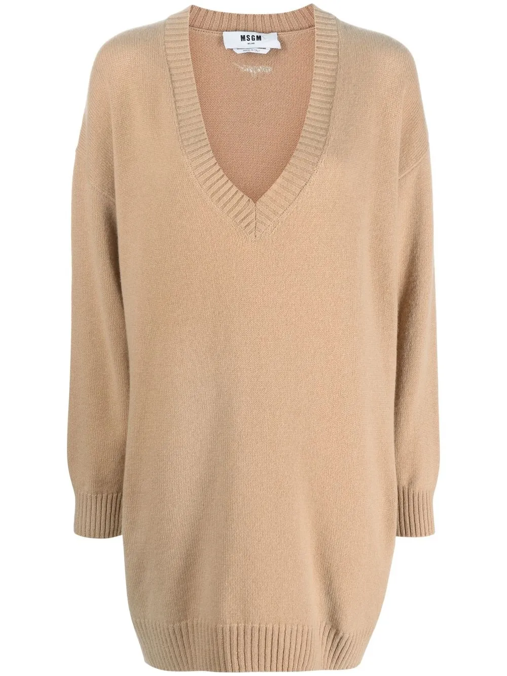 

MSGM longline V-neck jumper - Neutrals