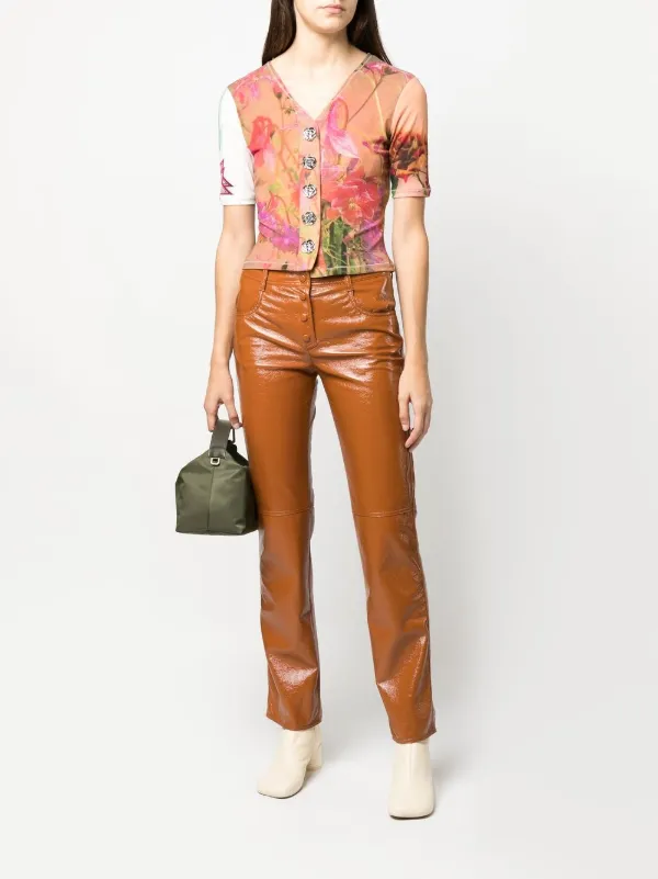 MSGM Patent straight-leg Trousers | Orange | FARFETCH PL