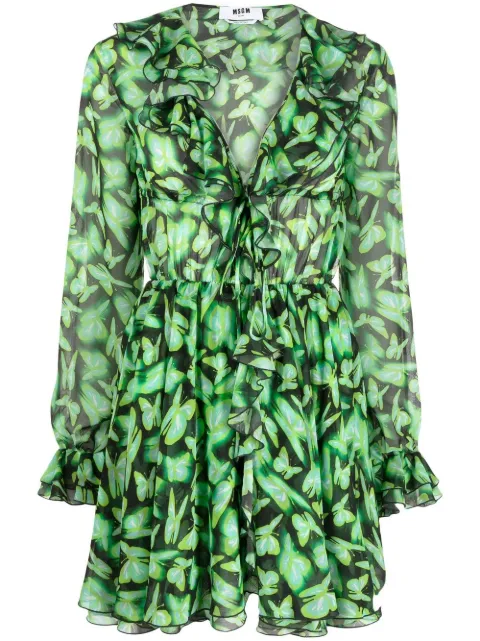 MSGM vestido corto con mariposas estampadas