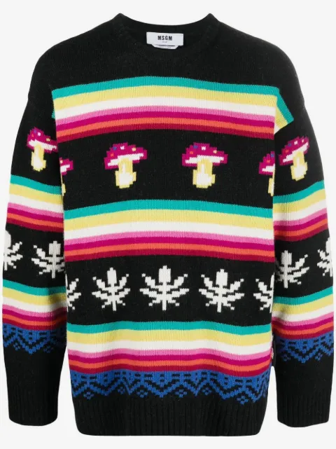 MSGM patterned jacquard crew-neck jumper
