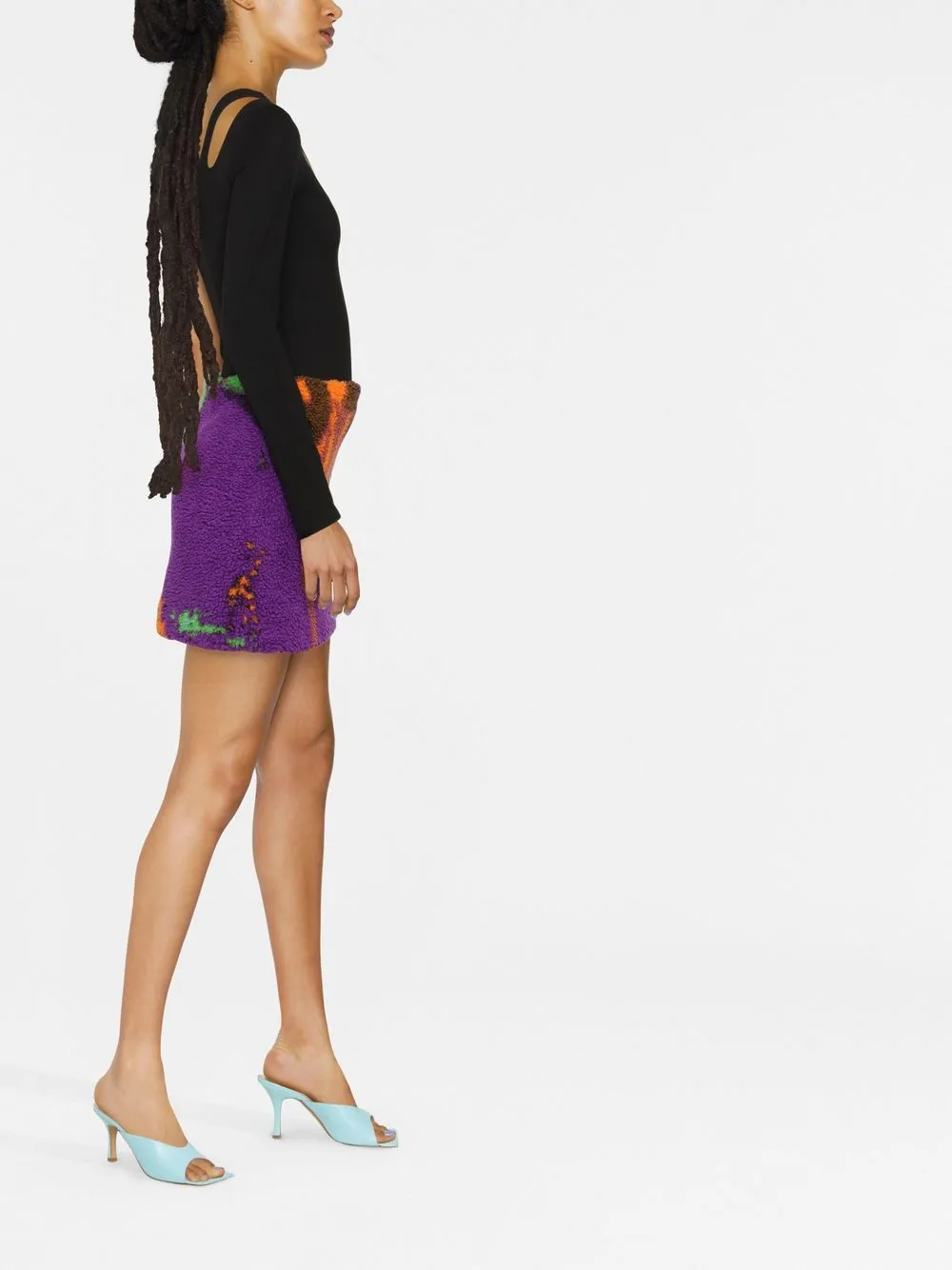 Msgm Printed Shearling-design Skirt In Violett