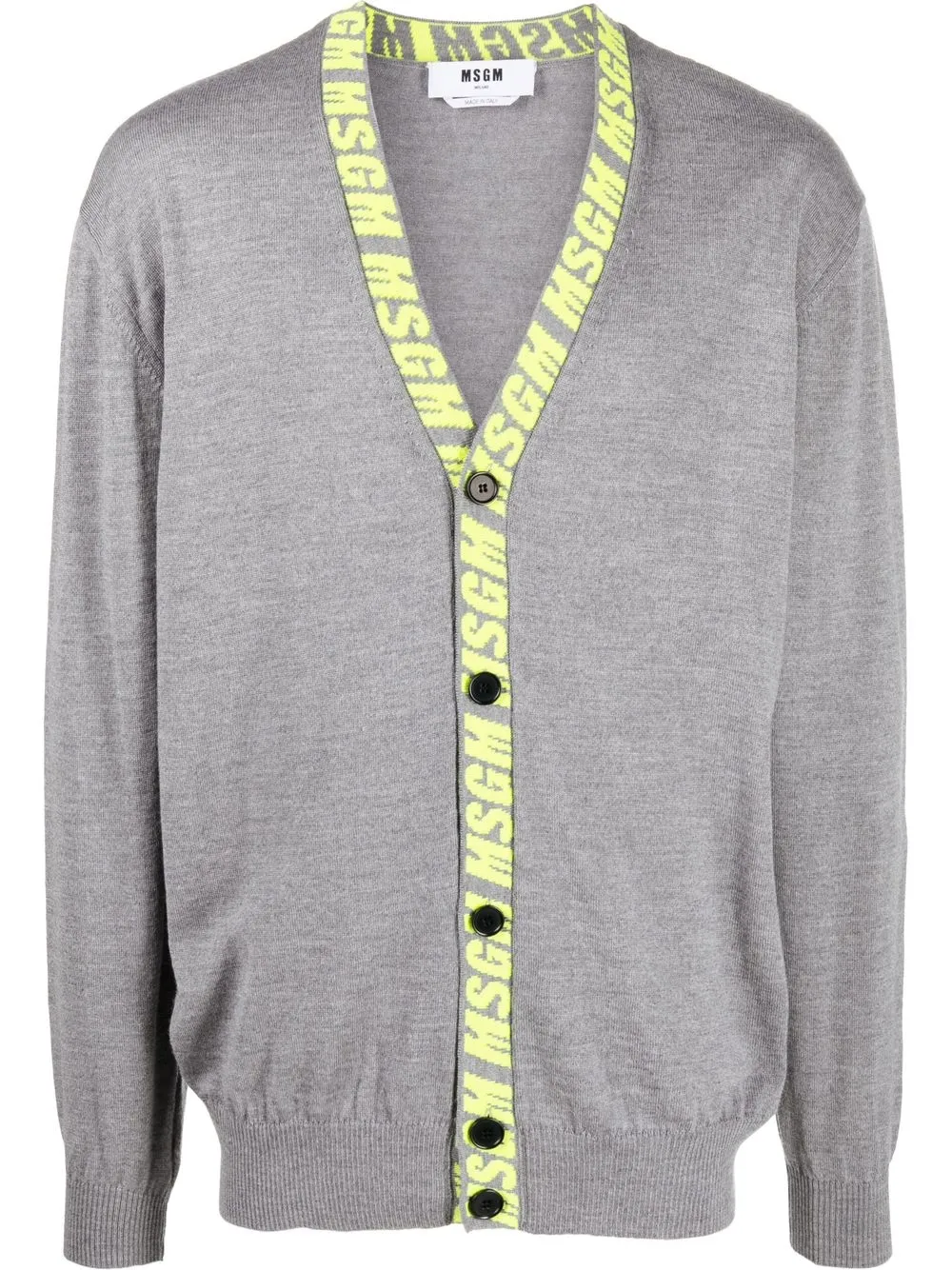 

MSGM logo-print virgin wool cardigan - Grey