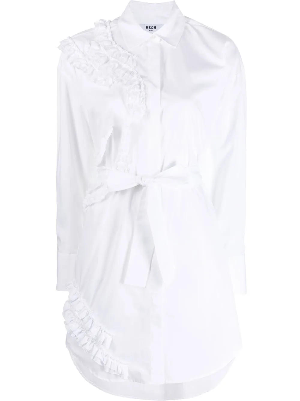 

MSGM vestido camisero con volantes - Blanco