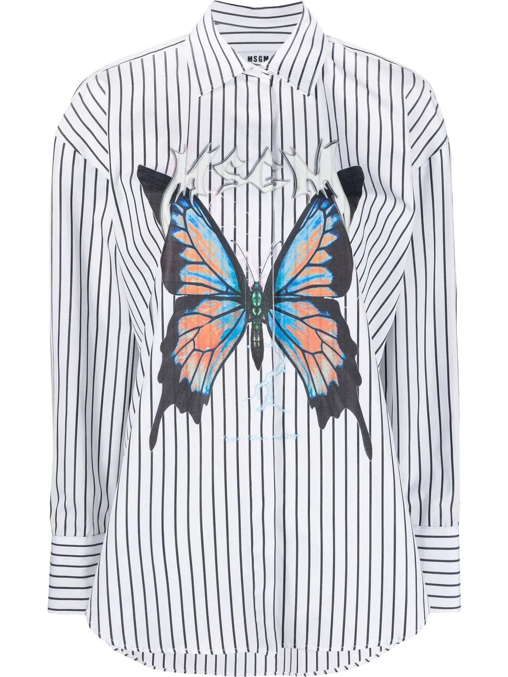 

MSGM striped graphic print shirt - White