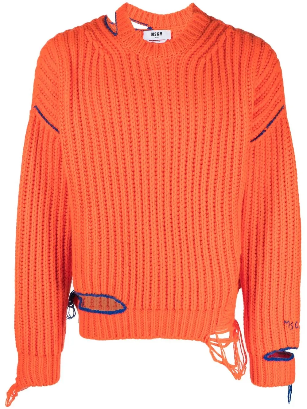 

MSGM distressed alpaca-wool blend jumper - Orange