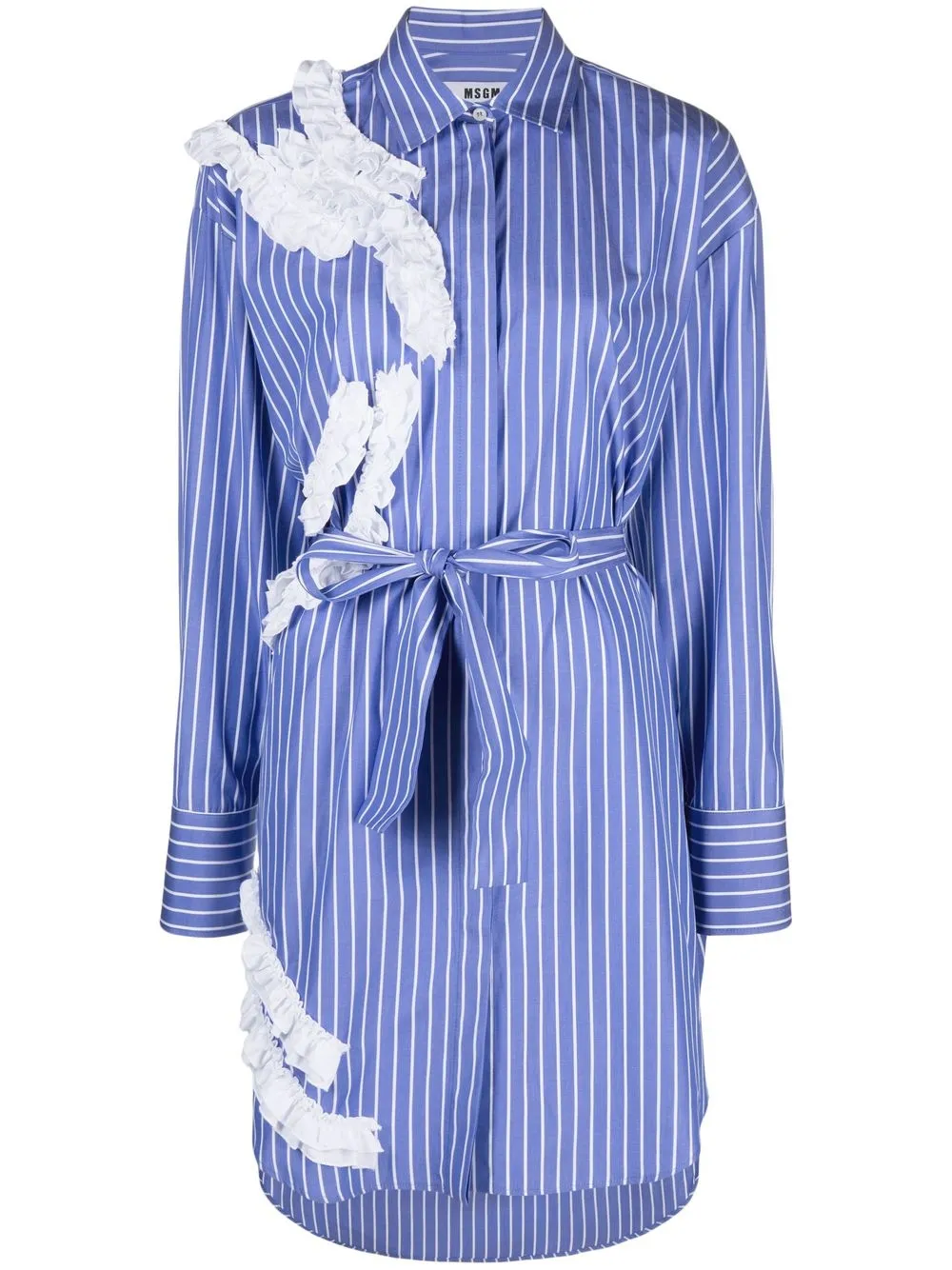 

MSGM ruffled belted shirtdress - Blue